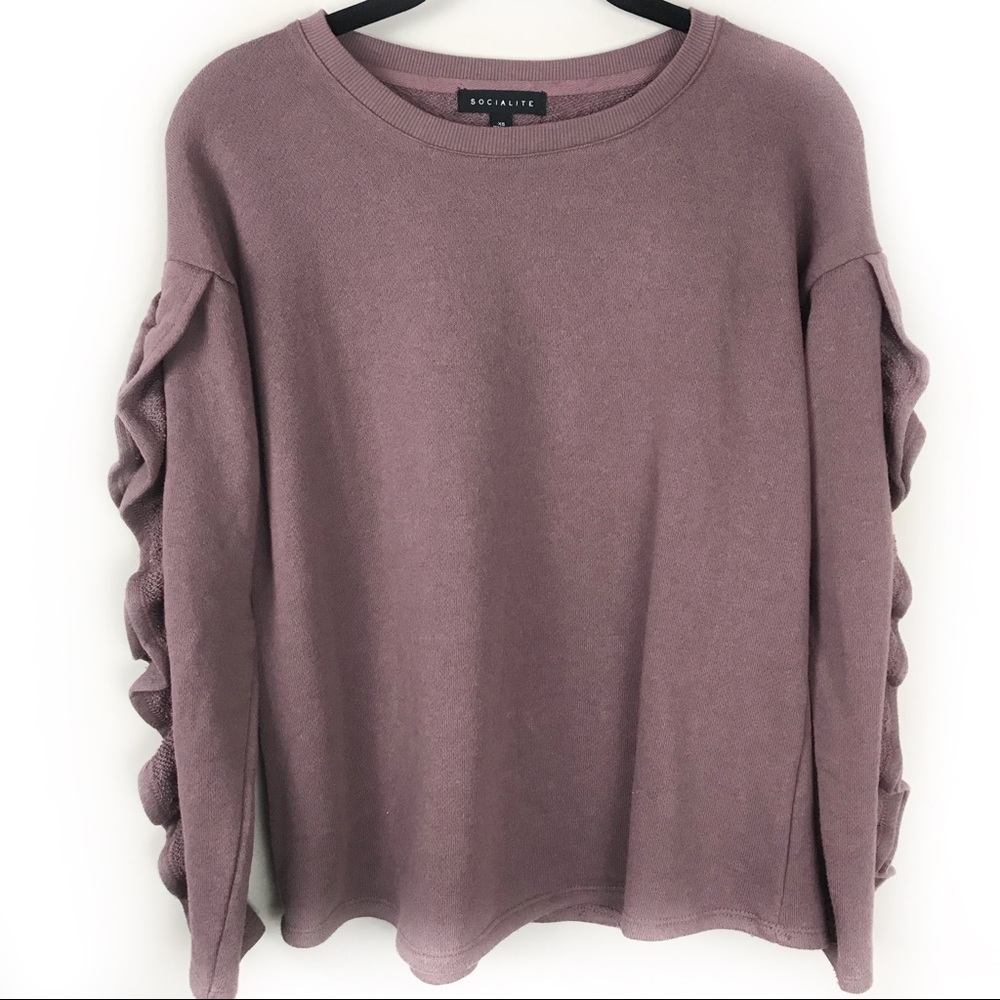 Socialite ruffle sleeve light sweatshirt